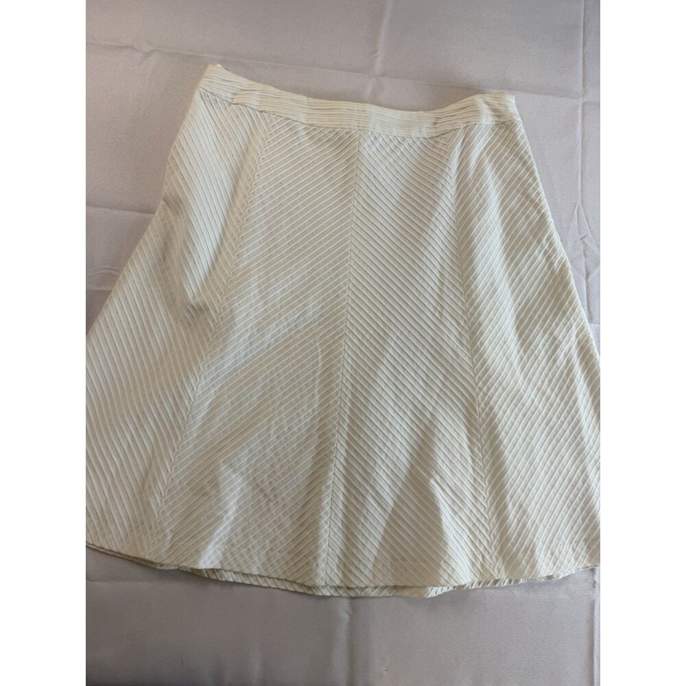 Banana Republic Outlet Ivory 100% Cotton Lined A-line Midi Side Zip Skirt Sz 12